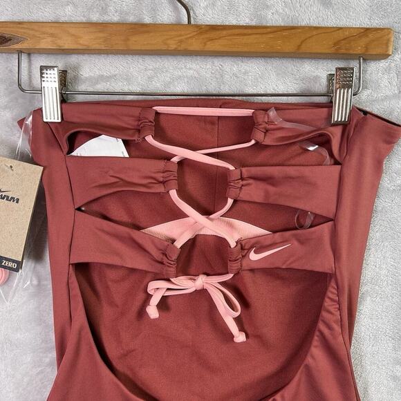 Nike Women's One Piece Swimsuit in Rust and Pink - Picture 7 of 12